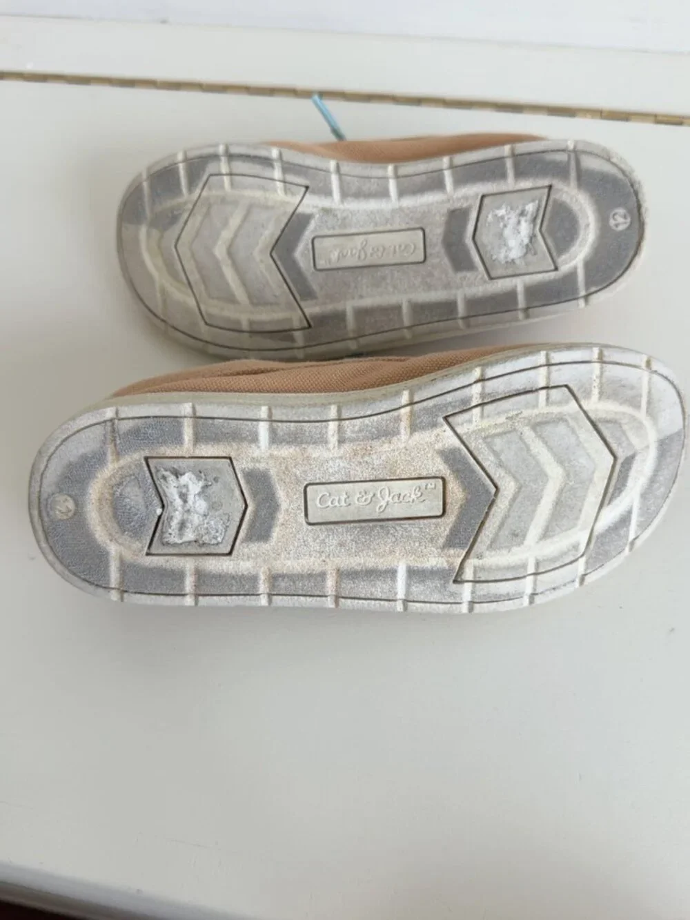Cat & Jack Kids Canvas Boat Shoes Tan Blue Size 12